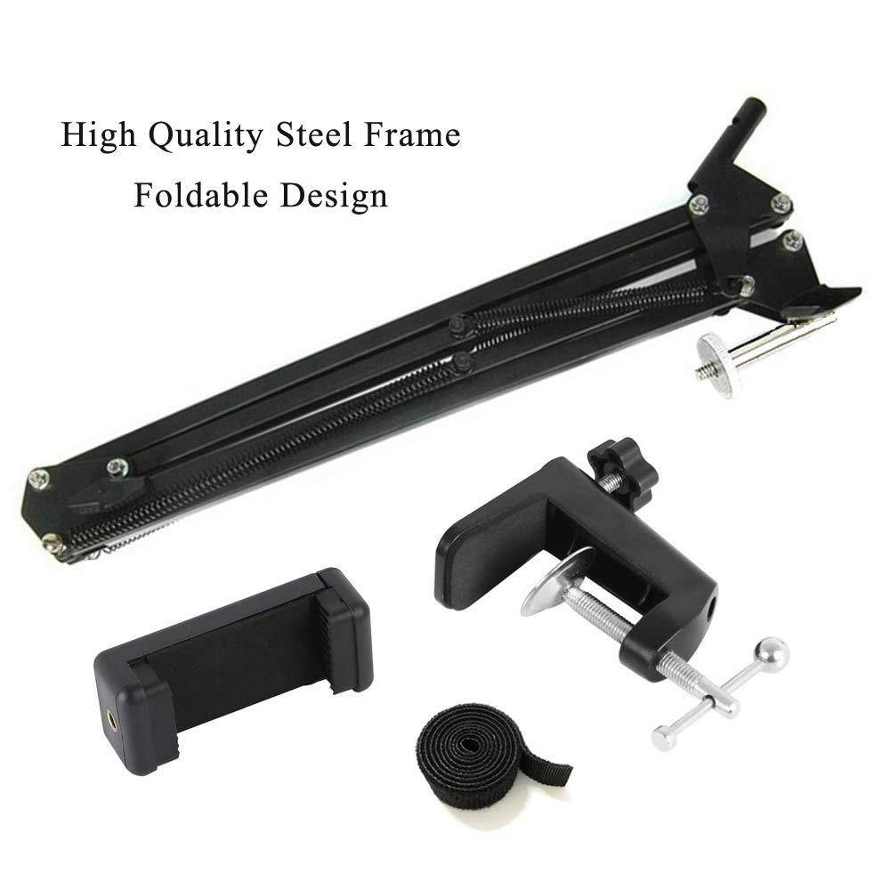 Etubby Webcam Mount Phone Holder Suspension Scissor Arm Webcam Stand Camera Phone Tripod Holder for Cellphones, Logitech Webcam C920 C930 C922 C615 and Other Devices with 1/4" Threaded