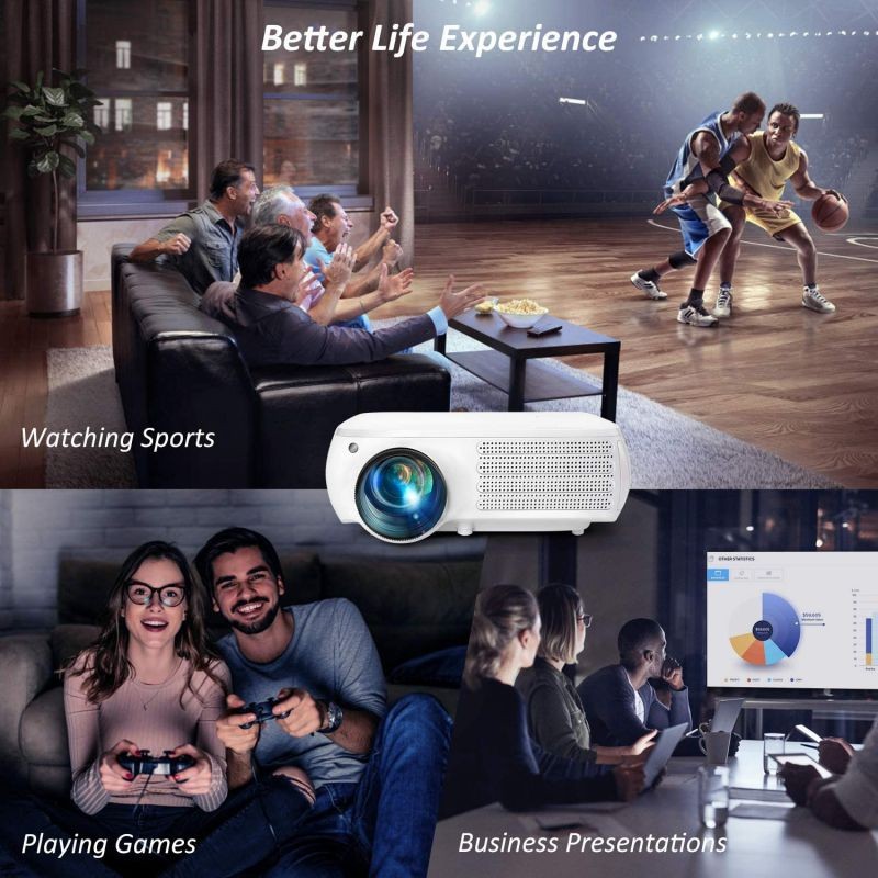Projector 1080P Native 6800 Lumens HDMI Movie Projector, &plusmn;50&deg; 4D Keystone Correction for Home,Office,Entertainment