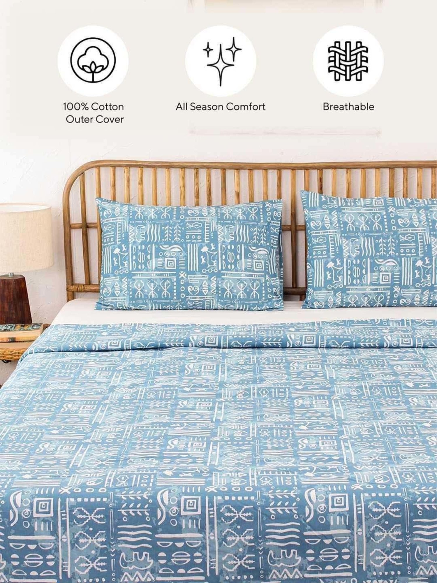 House This Gamathi Blue Cotton 144 TC Double Size Dohar