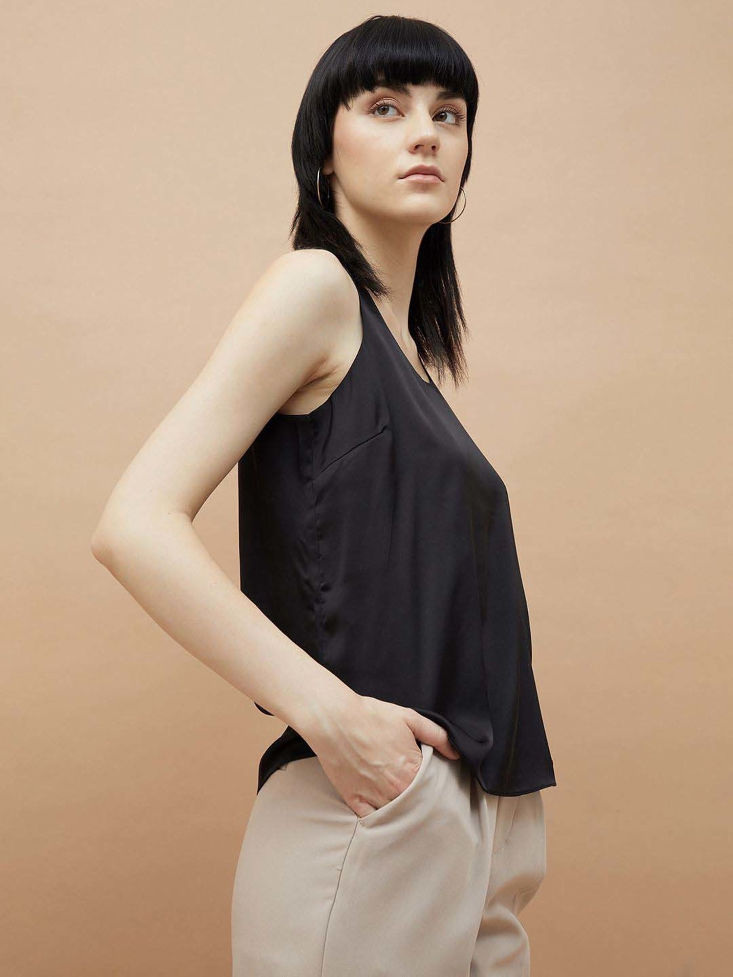 Code by Lifestyle Black Plain Top