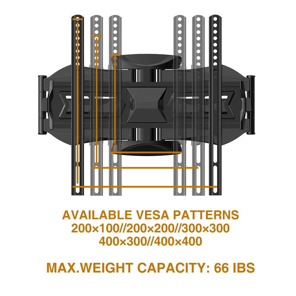 Fleximounts TV Wall Mount Long Extension Bracket Full Motion Articulating Swivel & Tilt for Most 32"-60" LED LCD Plasma Flat Screen up to VESA 400x400mm