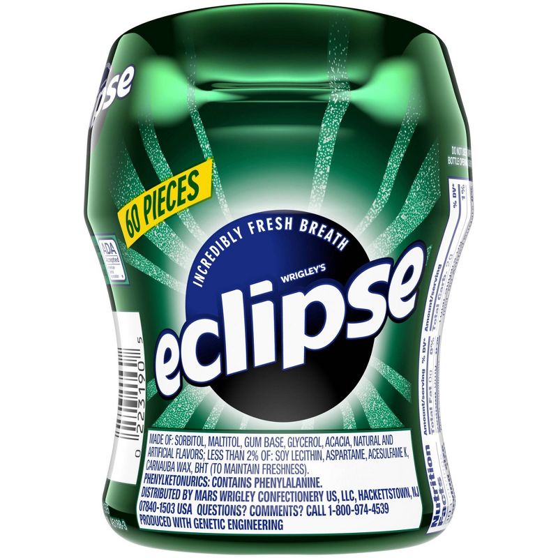 Eclipse Spearmint Sugar Free Chewing Gum Bottle - 60pc/2.9oz