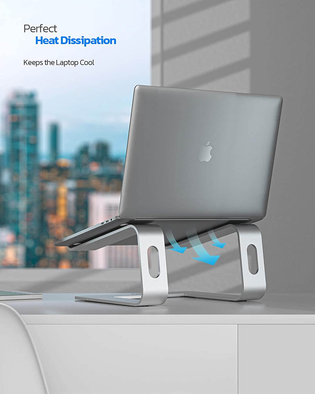 Laptop Stand, Ergonomic Aluminum Laptop Mount Computer Stand for Desk, Detachable Laptop Riser Notebook Stand Compatible with MacBook Air Pro, Dell XPS, More 10-16" Laptops - Gray