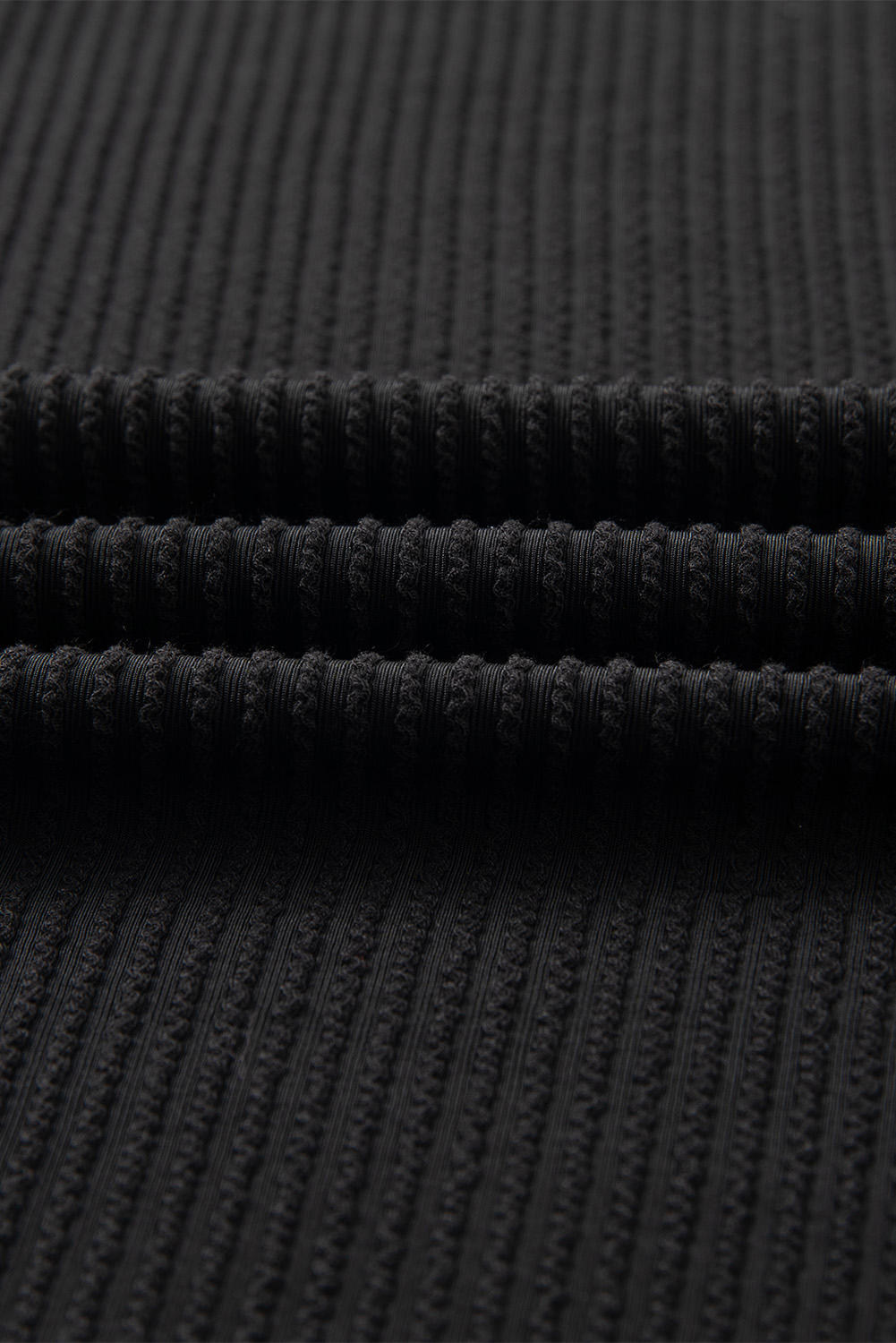 Black Corded Sleeveless Top and Pocketed Shorts Set