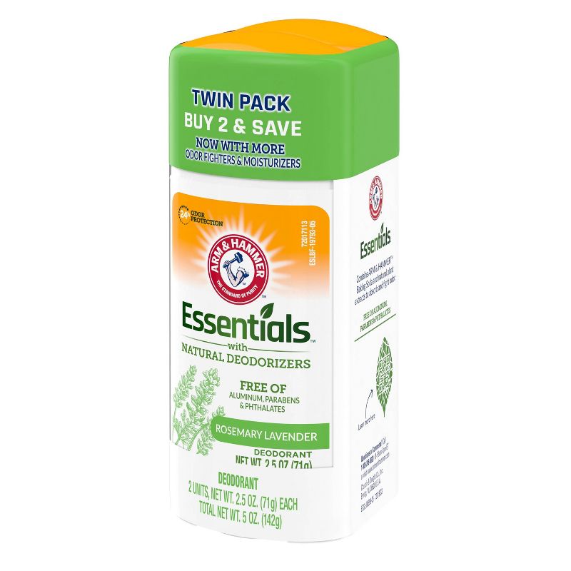 Arm & Hammer Essentials Solid Deodorant Fresh Wide Stick Twin Pack - 2.5oz/2pk