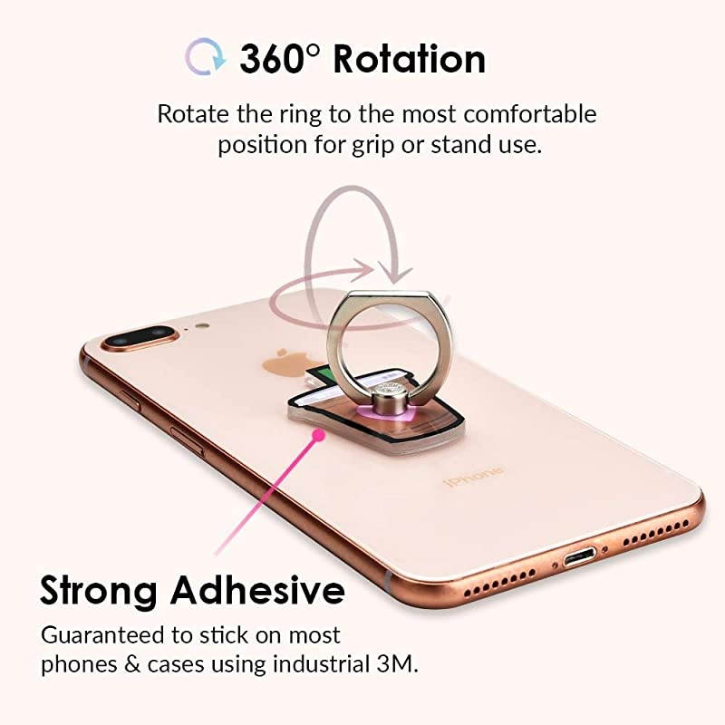 Cell Phone Ring Holder Finger Ring amp Stand Improves Phone Grip Compatible with iPhone Galaxy and Most Cases Except SiliconeLeather Iced Coffee