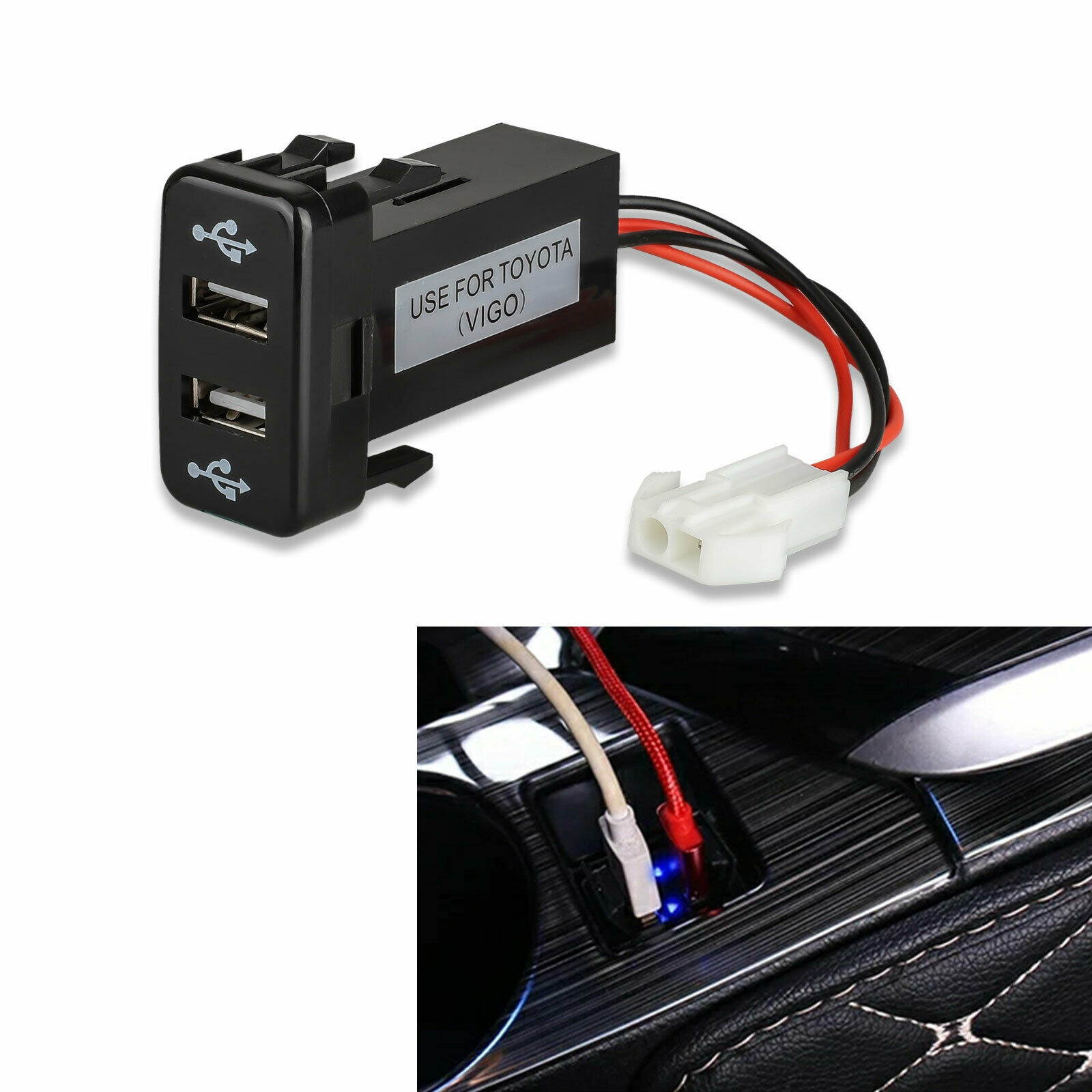 3.1A Car Charger Socket Dual 2 USB Port Charging Power Adapter Outlet for Toyota