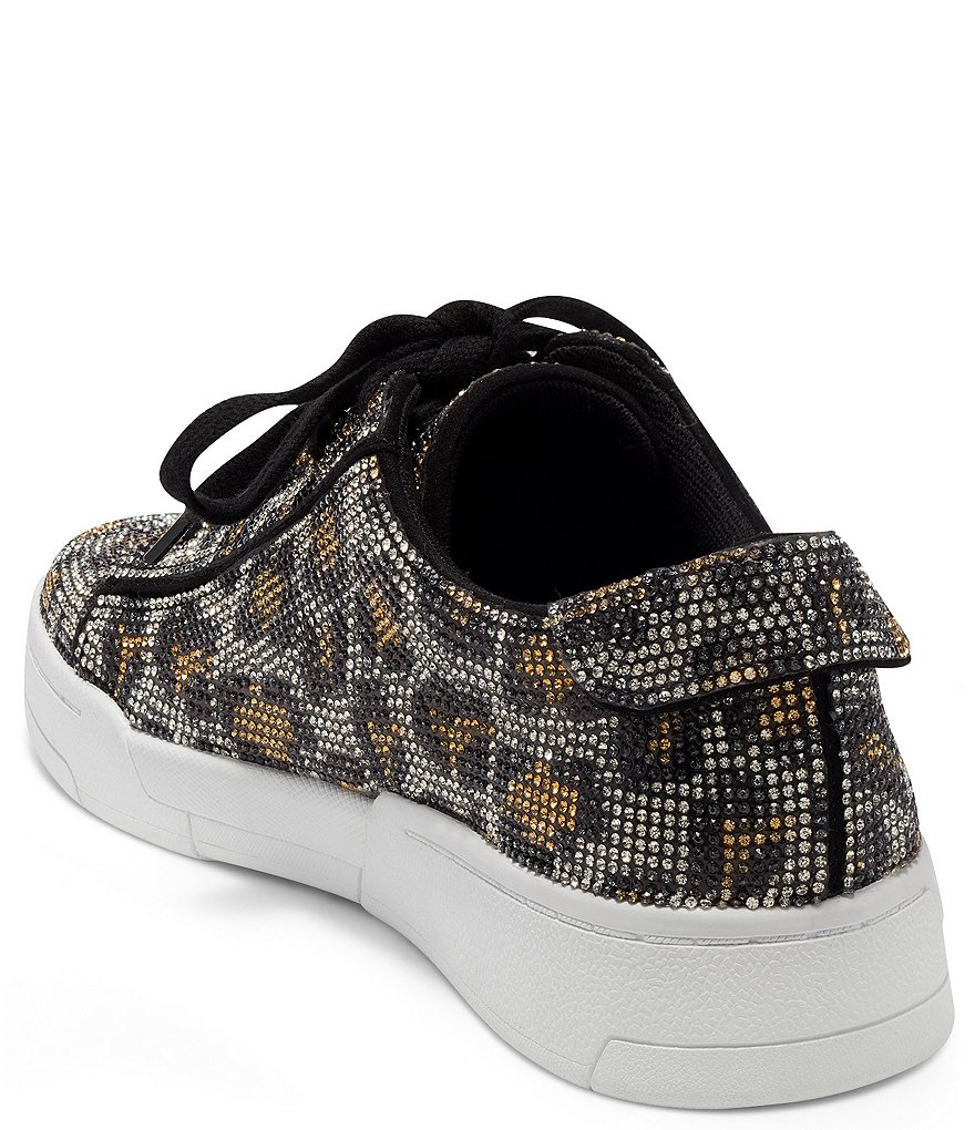 Jessica Simpson Silesta Leopard Print Rhinestone Lace-Up Sneakers