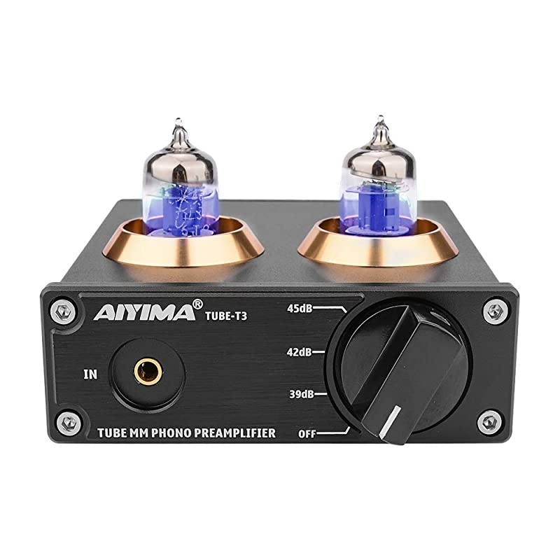 Tube T3 HiFi 6J2 Tube Phono Preamp Stereo Audio Tube Preamplifier with DC 12V Power Supply for Turntable MM Phonograph Record Player System