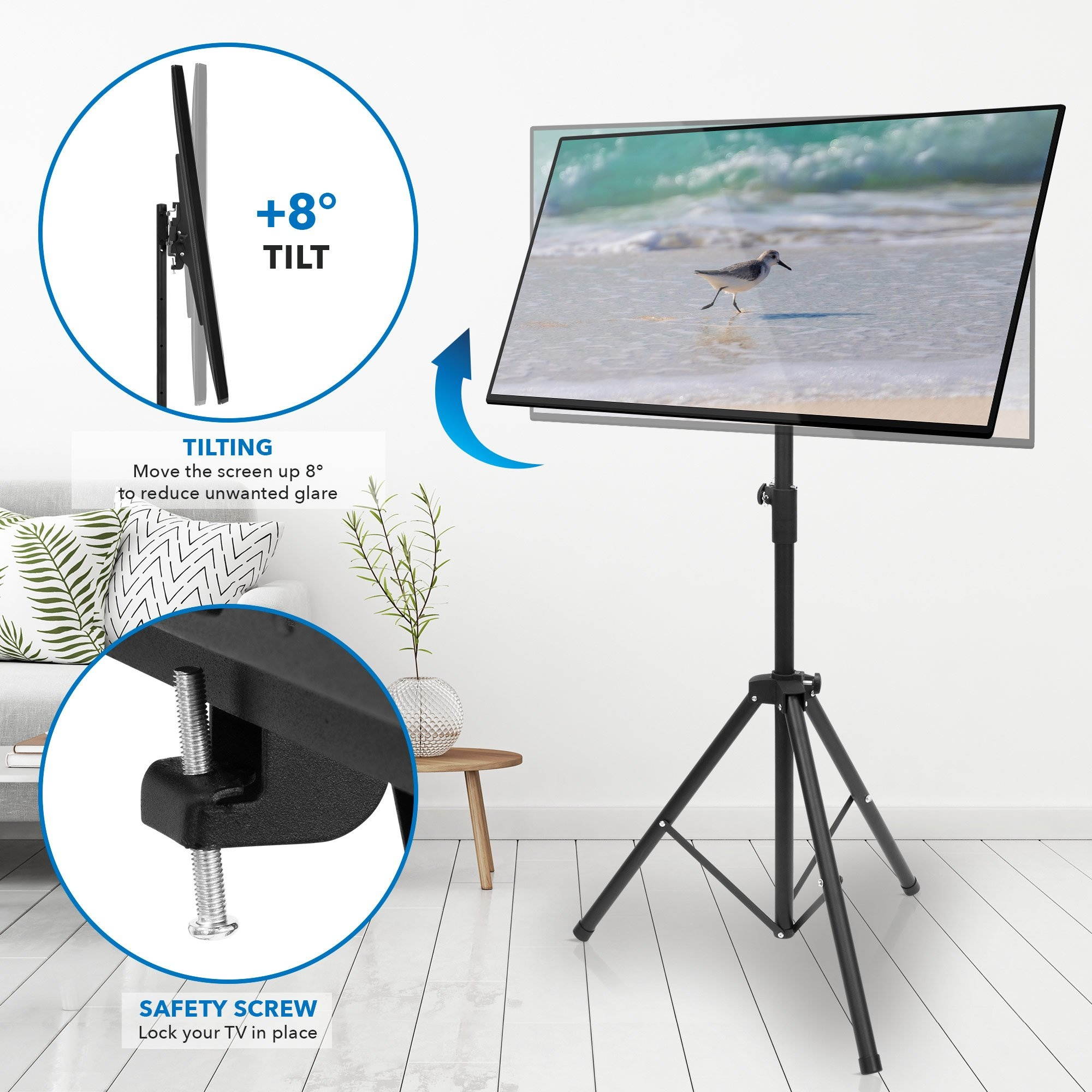 Mount-It! TV Tripod Stand | Fits 32"-65" TVs