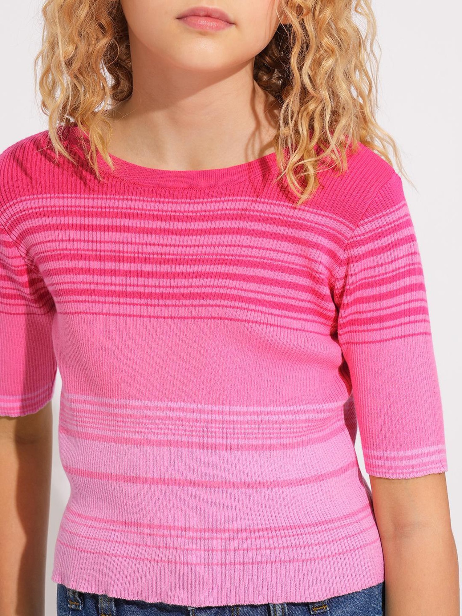 VERO MODA GIRL Kids Raspberry Sorbet Cotton Striped Top