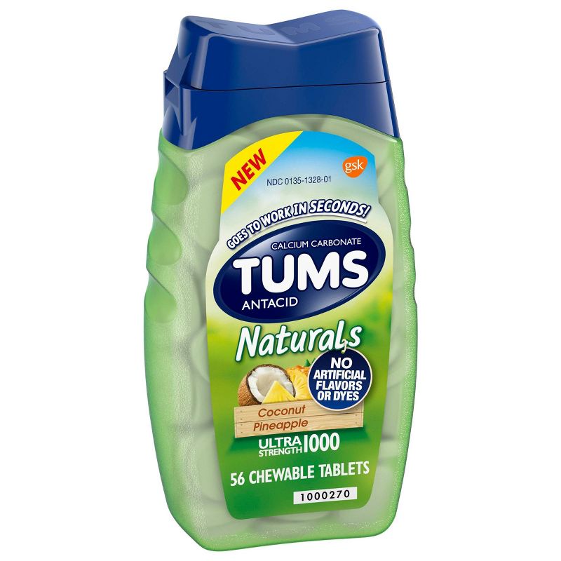 Tums Naturals Ultra Strength Antacid Chewable Tablets - Coconut Pineapple - 56ct