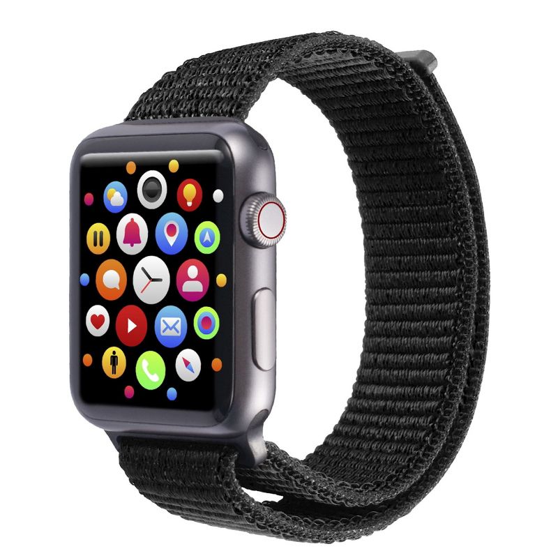 Insten Soft Woven Nylon Band for Apple Watch 38mm 40mm All Series SE 6 5 4 3 2 1, For Women Men Girls Boys Replacement Strap, Black