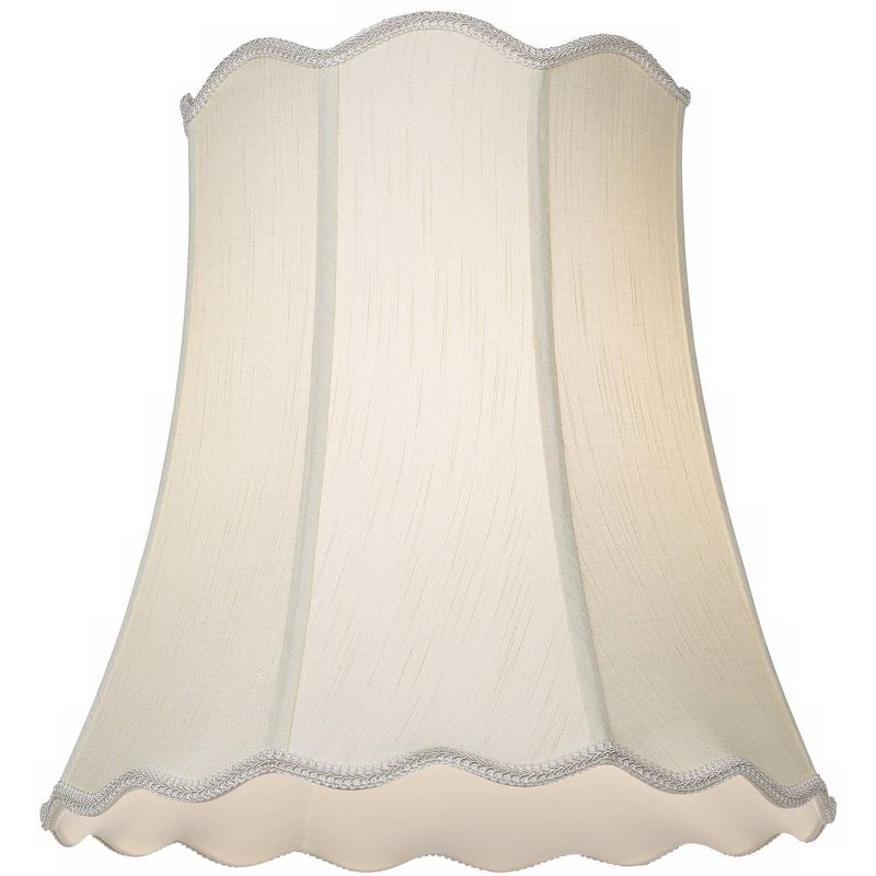 Imperial Shade Creme Large Scallop Bell Lamp Shade 12" Top x 18" Bottom x 18" Slant x 17.5 High (Spider) Replacement with Harp and Finial