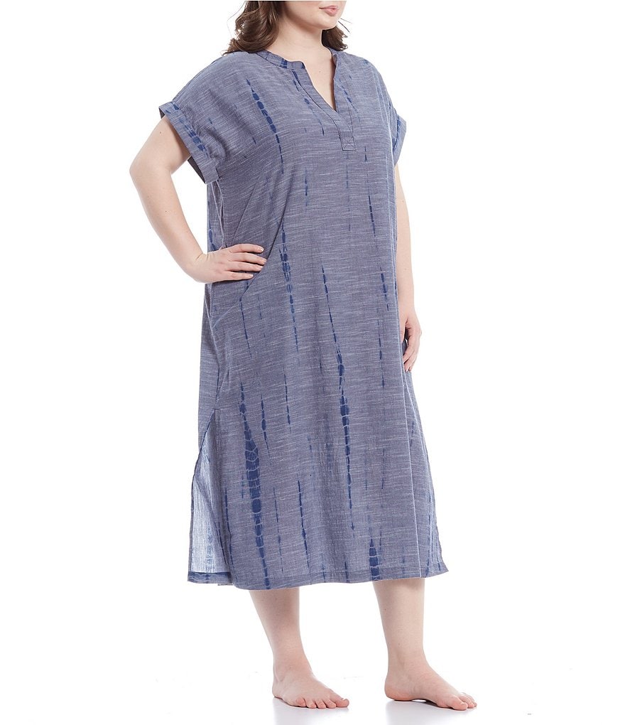 Kate Landry Plus Tie-Dye Woven Long Caftan