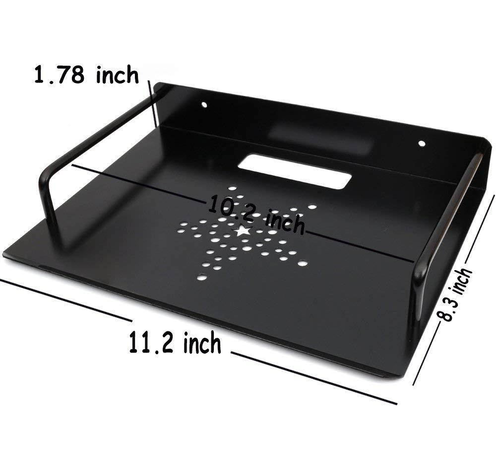 Black Menba Alumimum Alloy Wall Mount Shelf Bracket For TV Accessories WiFi Router TV Box Set Top Box (Black, 26 x 21 cm)
