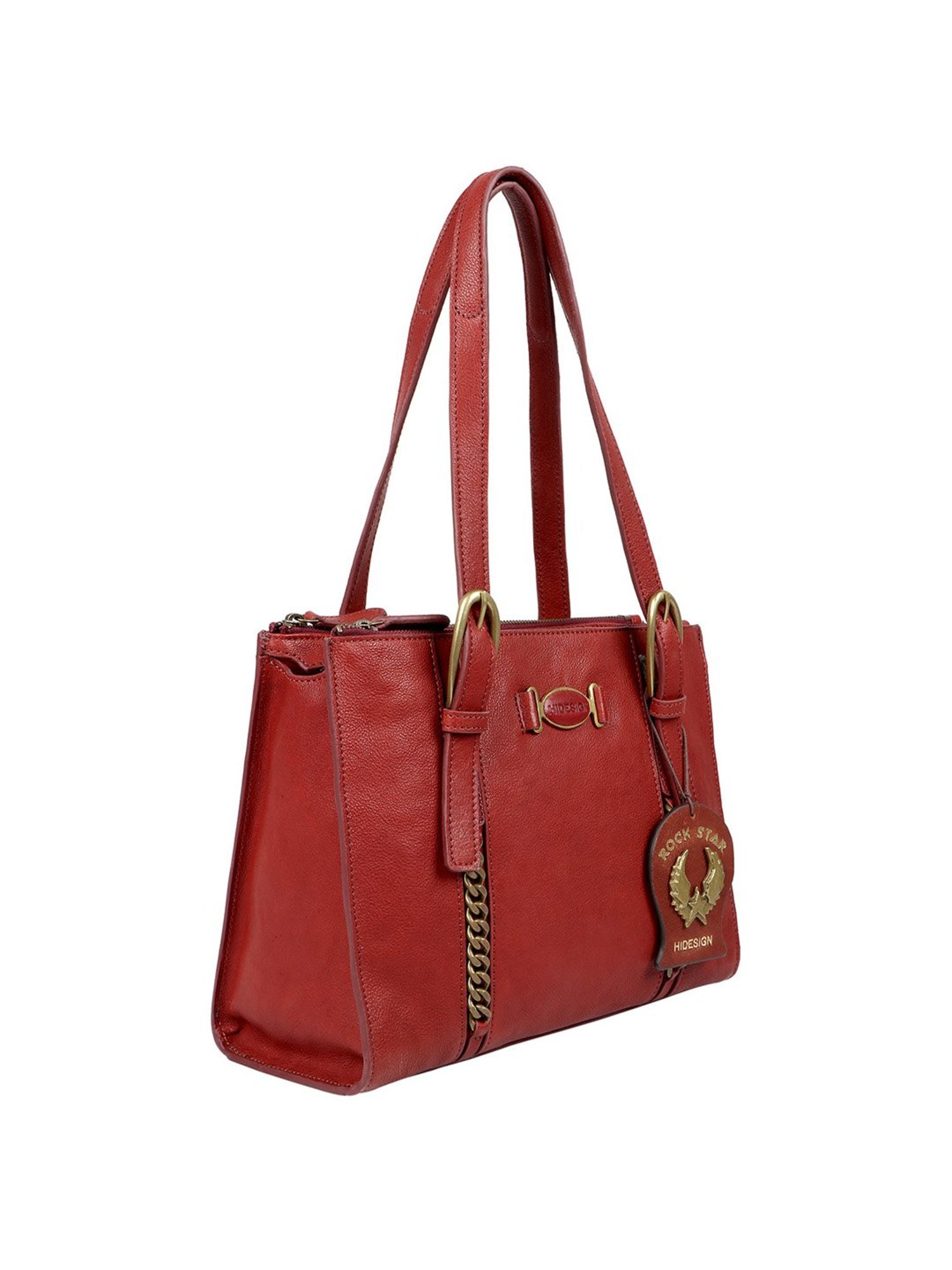 Hidesign Rockstar Metal Red Solid Medium Shoulder Handbag