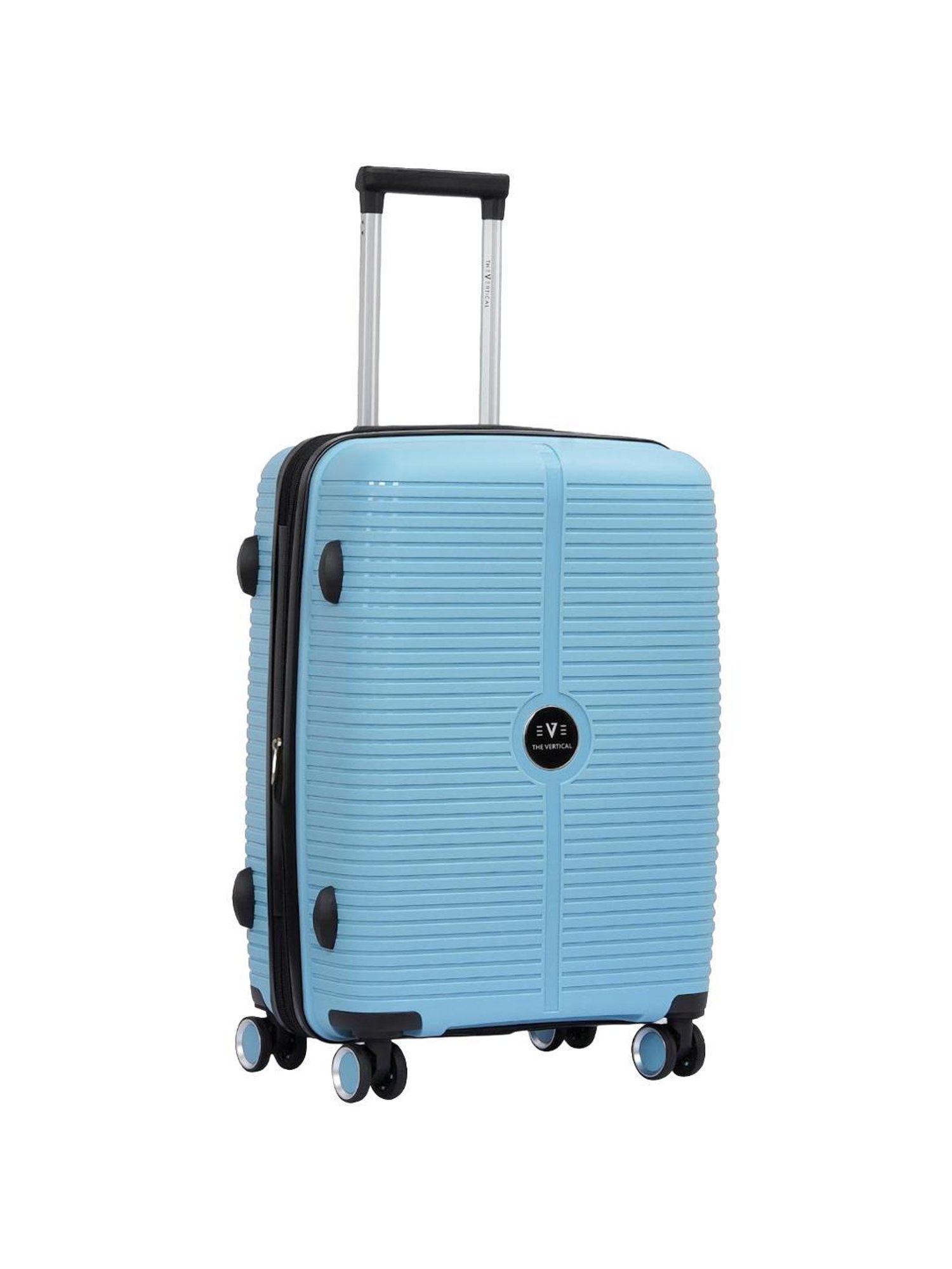 The Vertical Stellar Blue Wheels 8 Medium Hard Cabin Trolley Bag