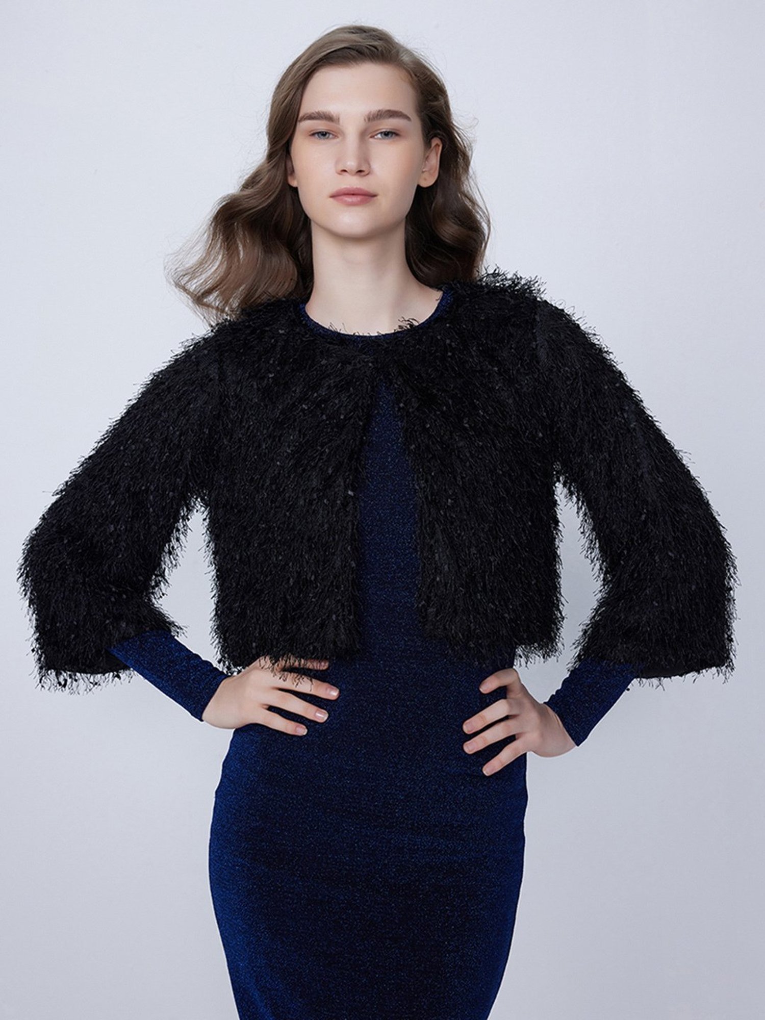 Akkriti by Pantaloons Off-White Self Pattern Shrug