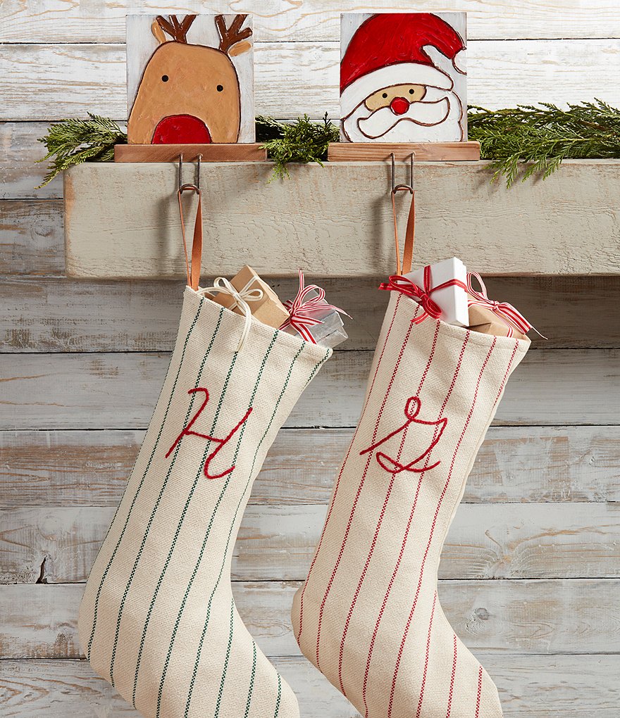 Mud Pie Farmhouse Christmas Collection Santa Hand-Painted Stocking Holder
