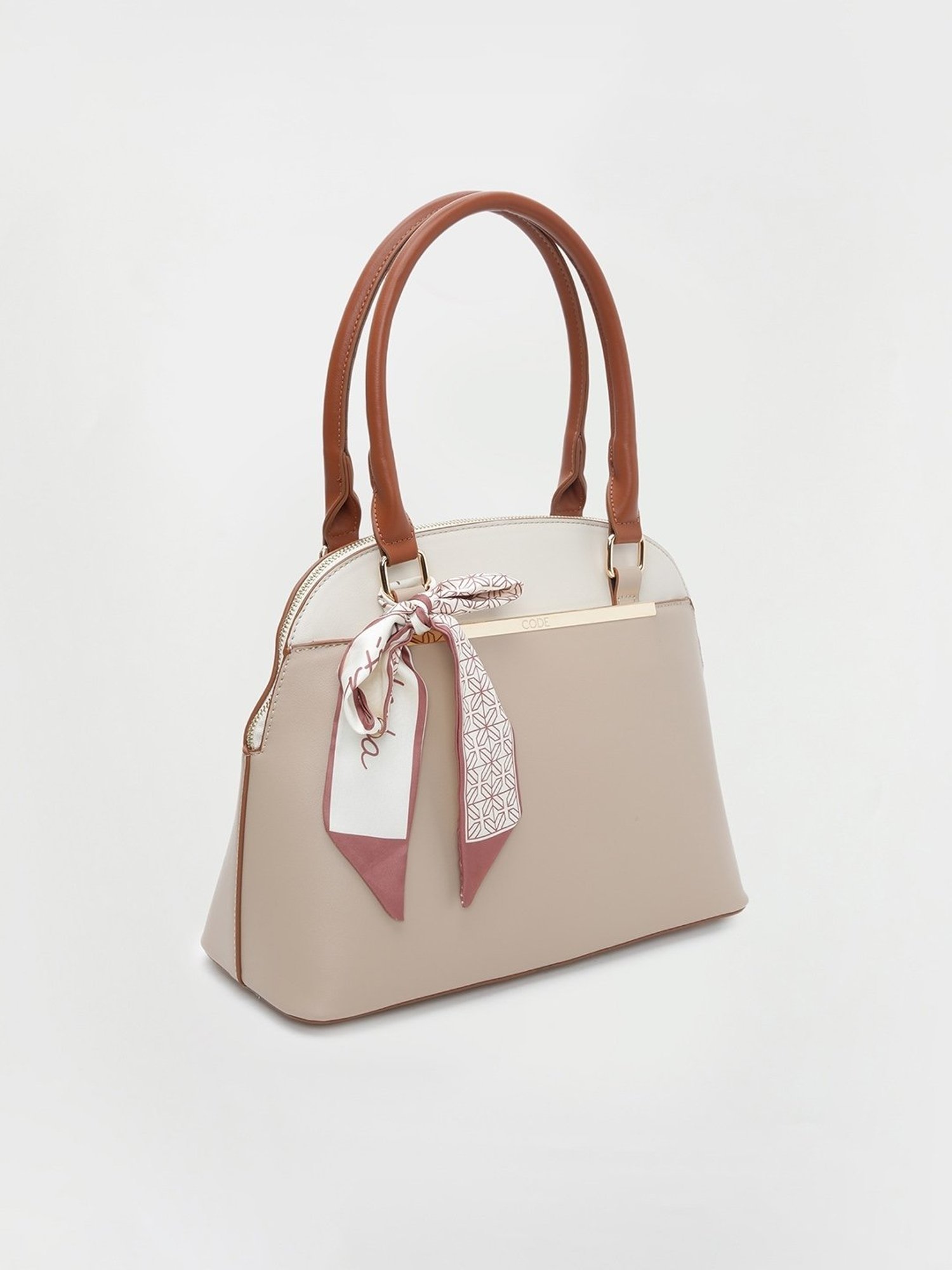 Code by Lifestyle Beige Solid Shoulder Handbag