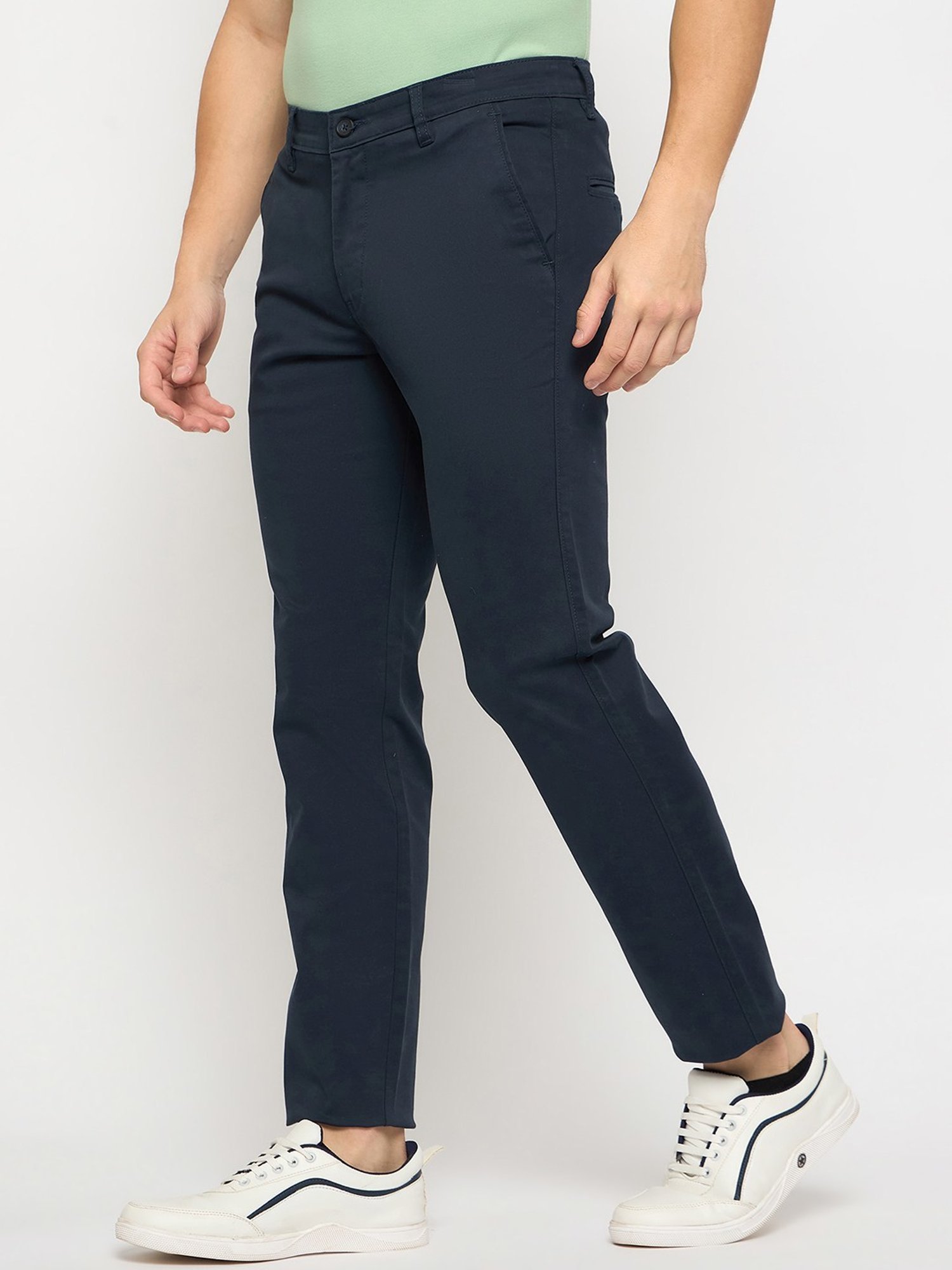 Duke Navy Cotton Slim Fit Chinos
