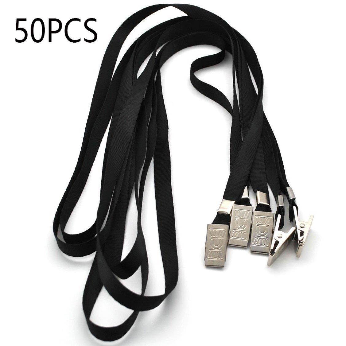 Black Lanyards,Beebel 50pcs 32 Inch Lanyard for ID Name Tag Badge Holders or Other Portable item
