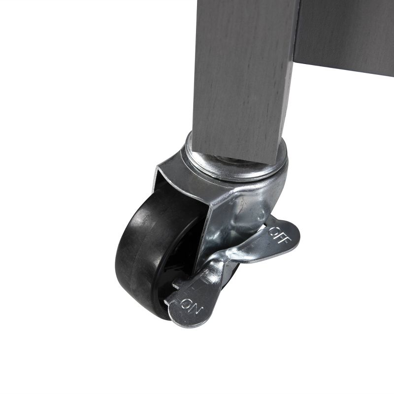 33" Sliding Door Kitchen Cart with Wood Top Gray - Home Essentials