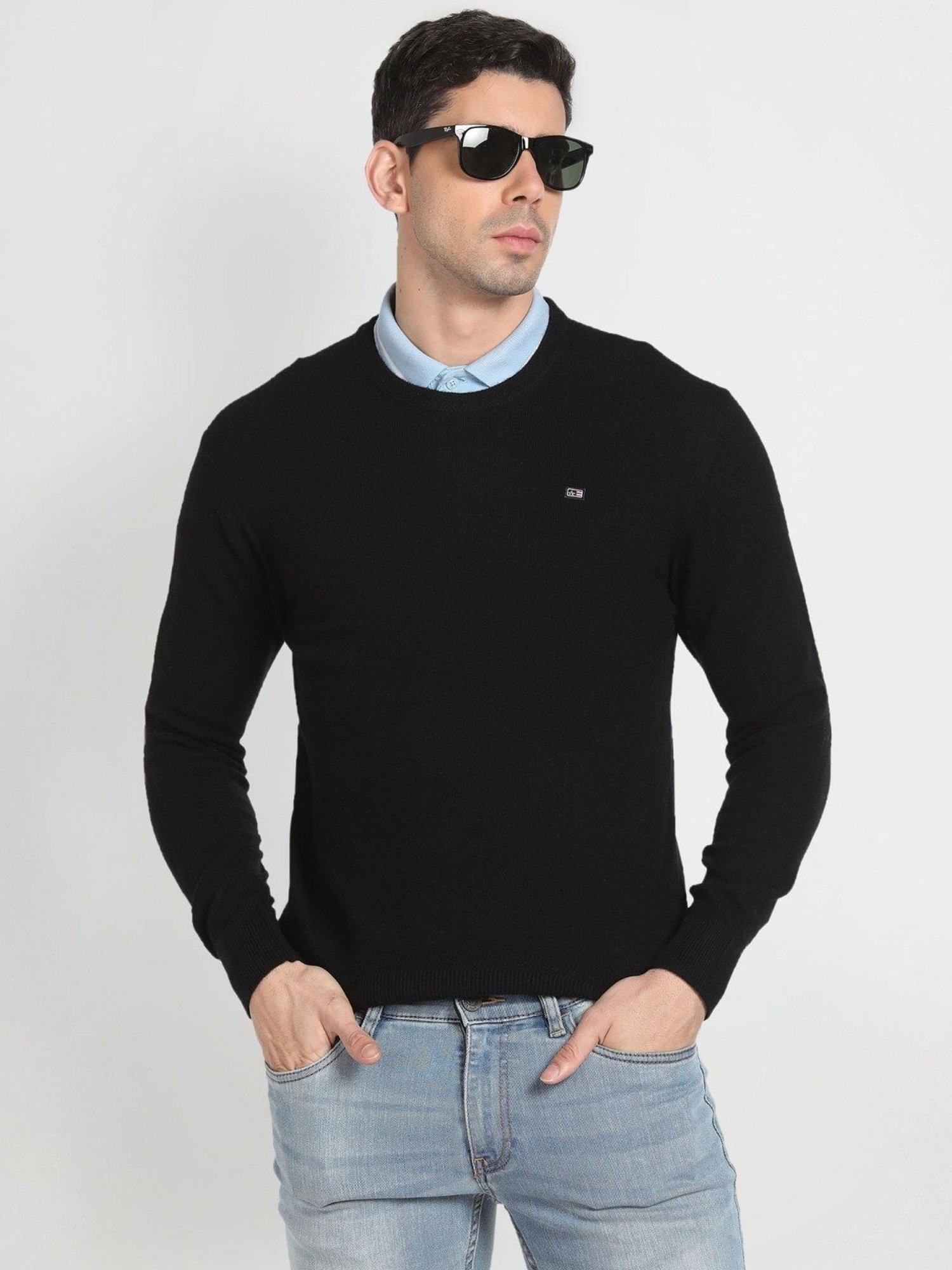 Arrow Sport Jet Black Regular Fit Sweater