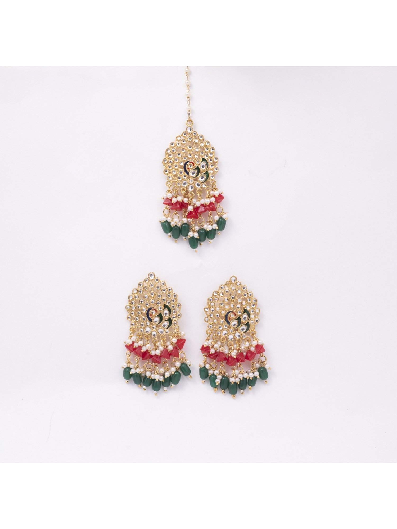 Jewelz Multi Color Fastive Season Earring and Maang Tikka for womens & Girls