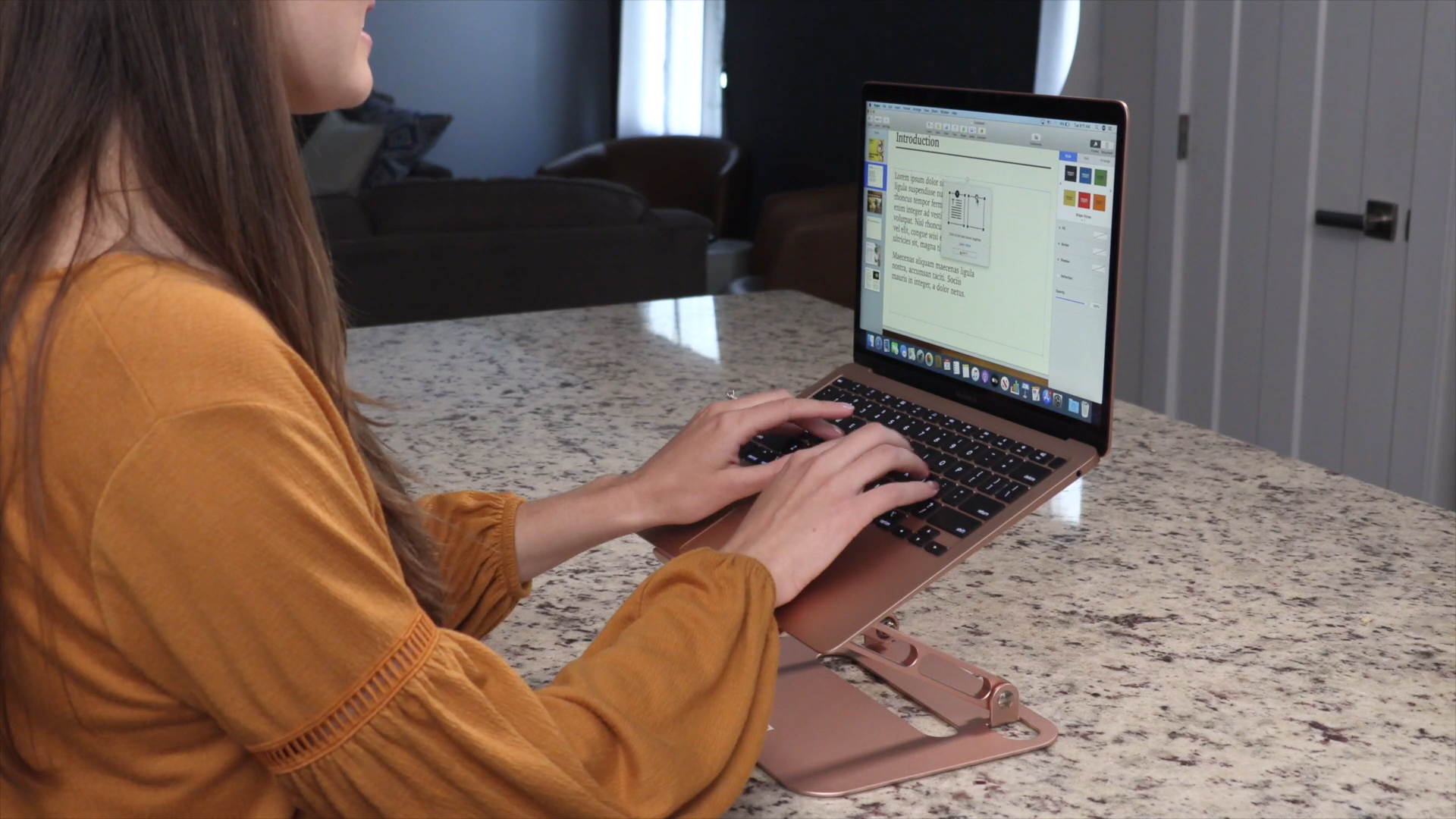 RISE adjustable height tilt laptop desk stand. Small portable ergonomic aluminum notebook computer riser laptop desk stand workstation cooling cooler Rose Gold