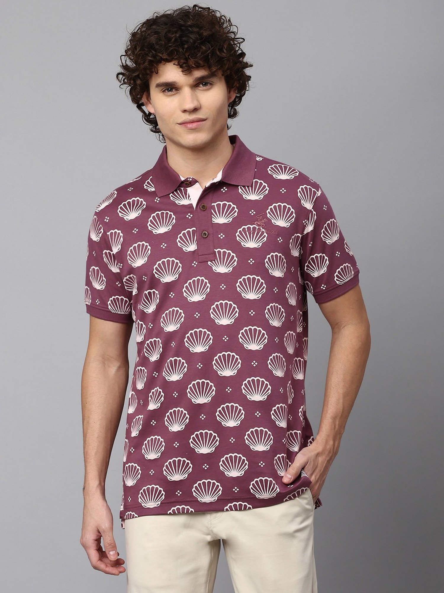 Beverly Hills Polo Club Purple Regular Fit Cotton Polo T-Shirt