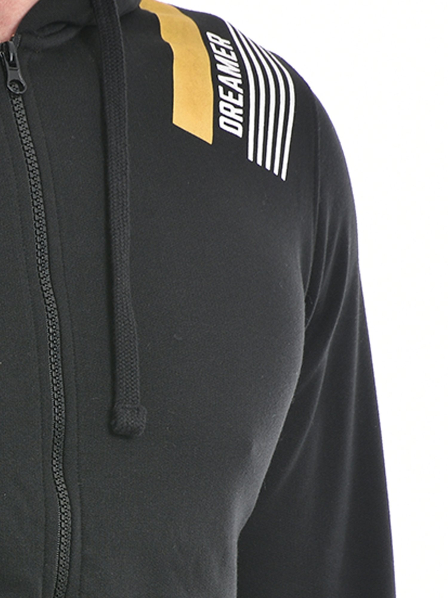 Integriti Black Regular Fit Striped Hooded Sweatshirt