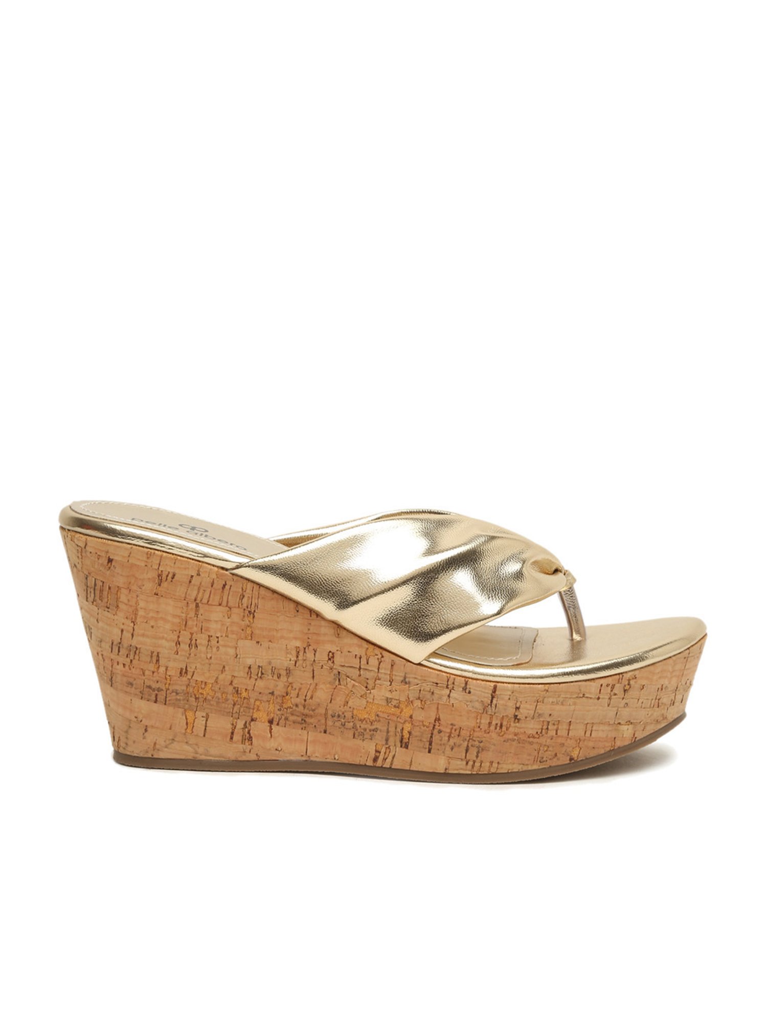 Pelle Albero Women's Gold Thong Wedges