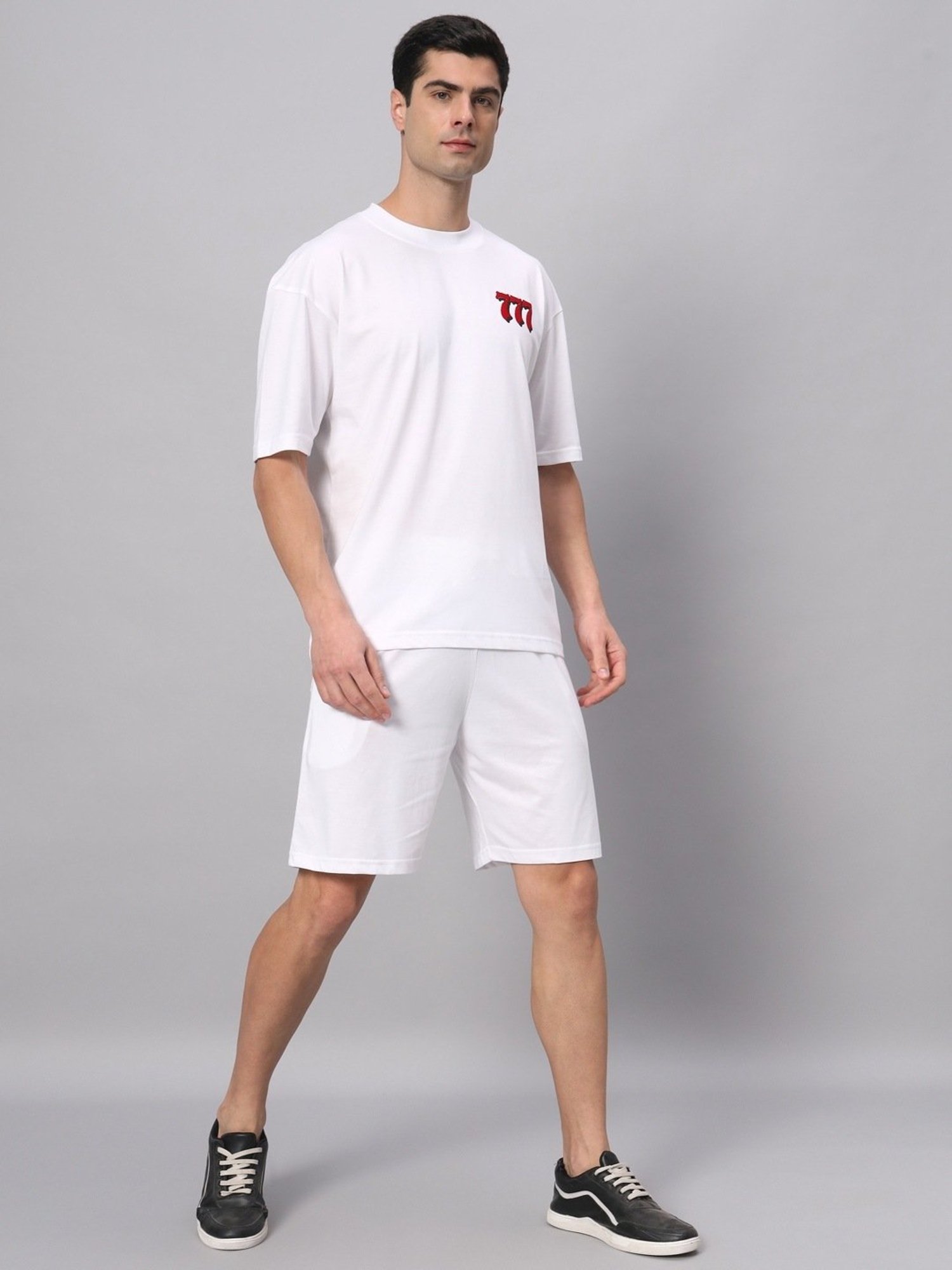 Griffel White Cotton Loose Fit Printed Co-Ord Set