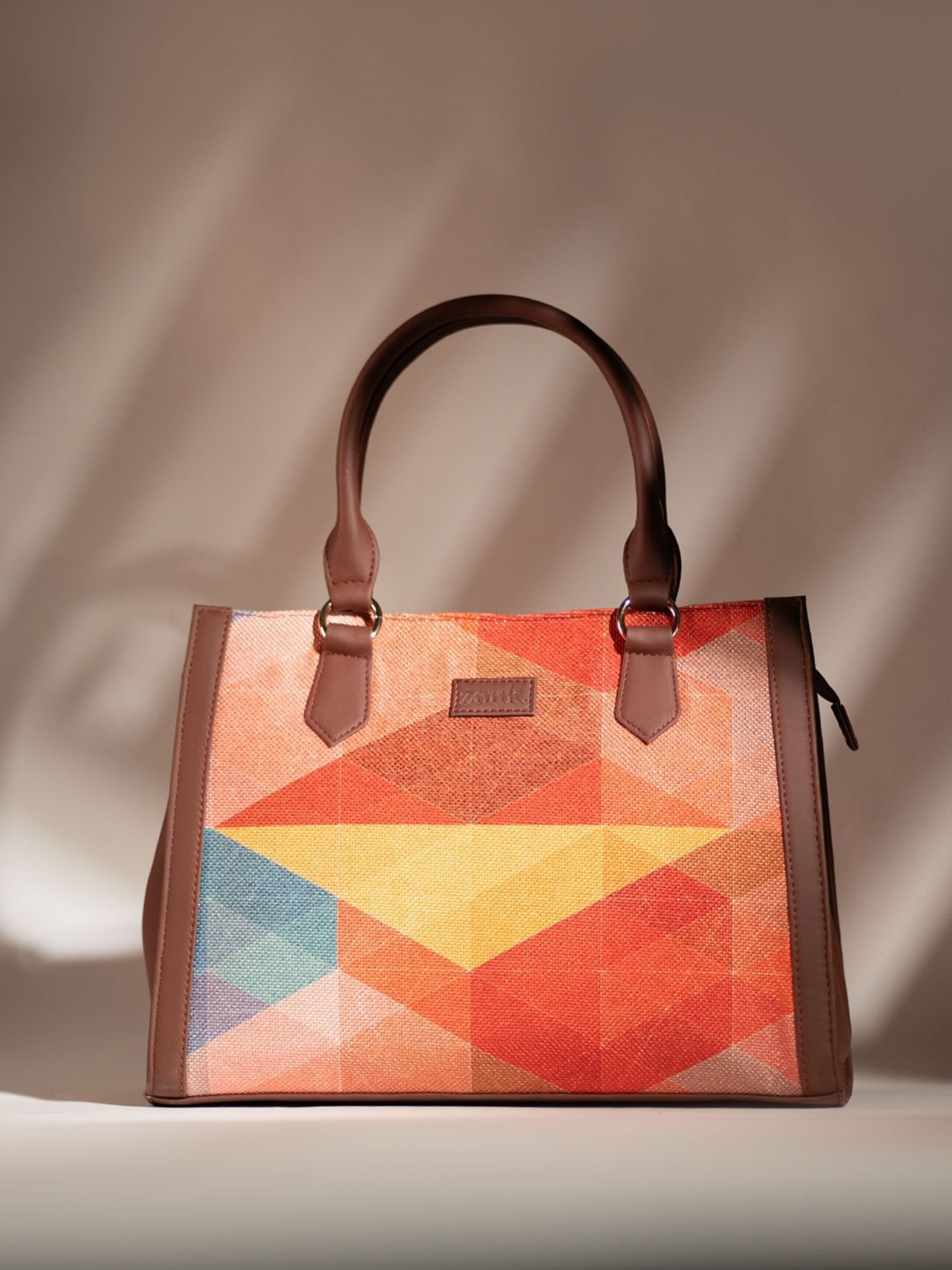 ZOUK Geo Optics Classic Multicolor Printed Medium Handbag