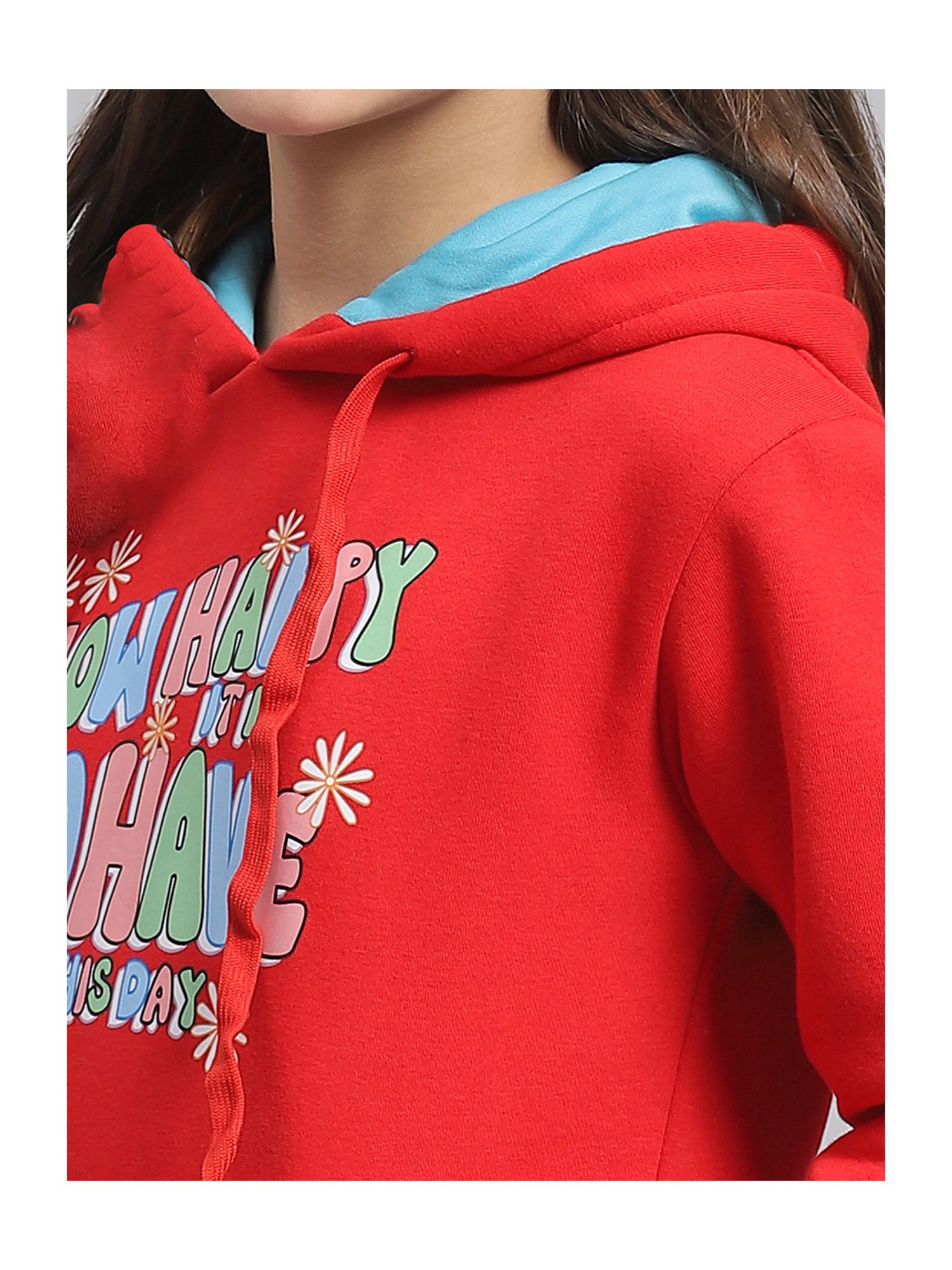 KIDS ONLY Blue Cotton Embroidered Full Sleeves Sweatshirt