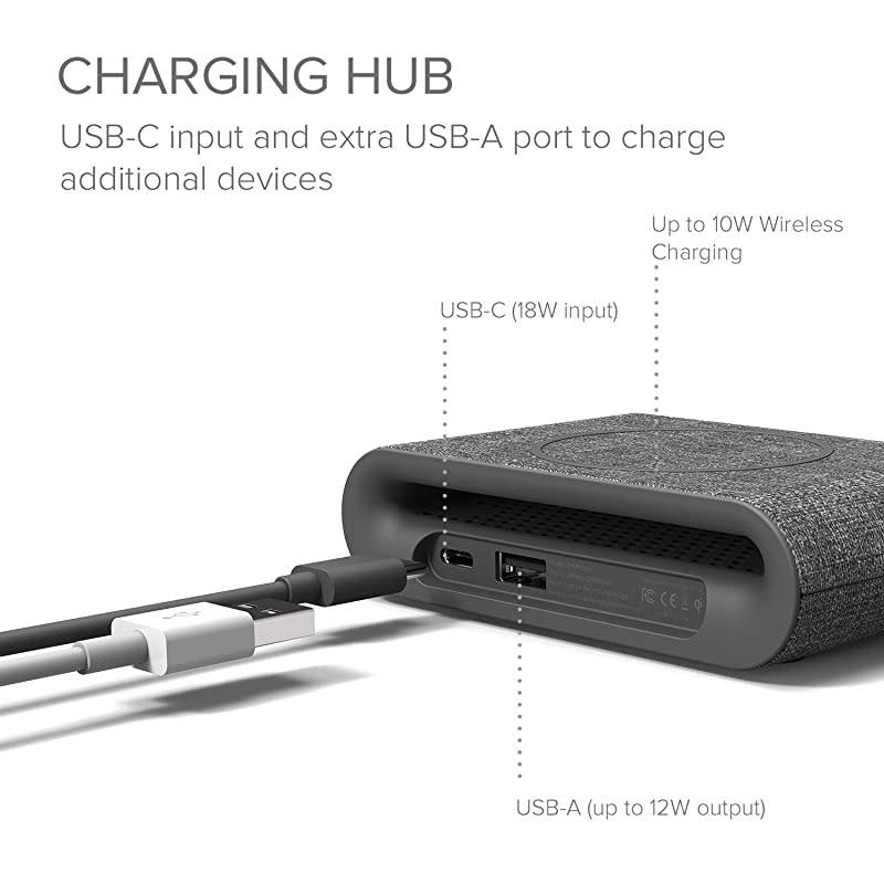 Ion Wireless Fast Charging Stand |QiCertified Charger 75W | Includes USB C Cable amp AC Adapter | Ash amp Ion Wireless Plus v2 Charging Pad |Fast Charger QiCertified 75W Ash