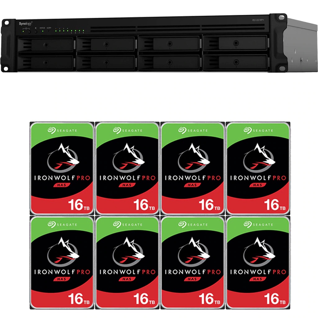 Synology RS1221RP+ RackStation with 16GB RAM and 96TB (8 x 12TB) of Seagate Ironwolf PRO NAS Drives Fully Assembled and Tested By CustomTechSales