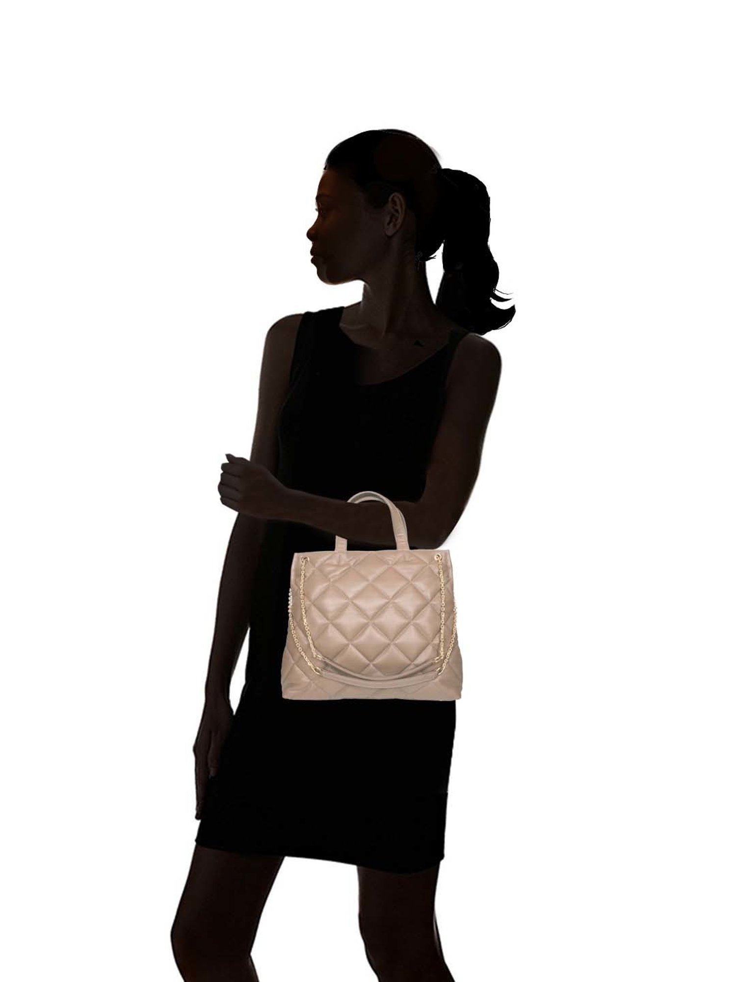 SASSORA Khaki Quilted Large Shoulder Bag