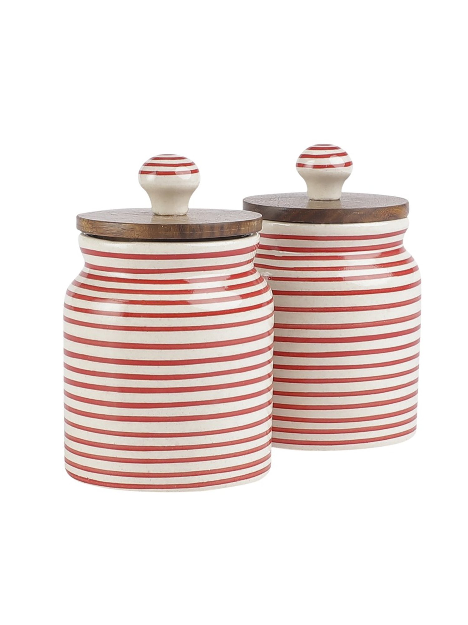 VarEesha Red Small Ceramic Jars - Set of 2