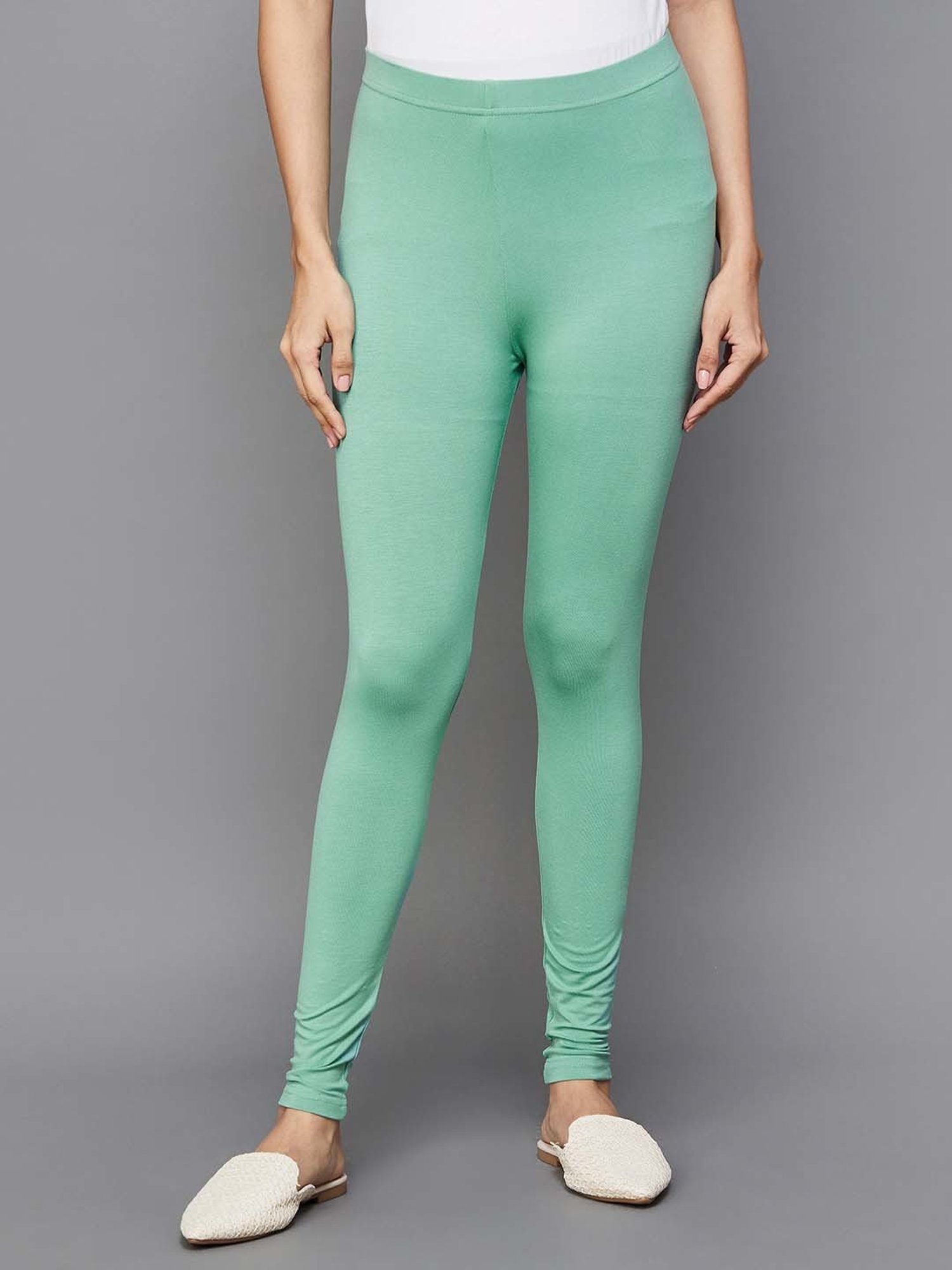 Melange by Lifestyle Sage Green Cotton Leggings