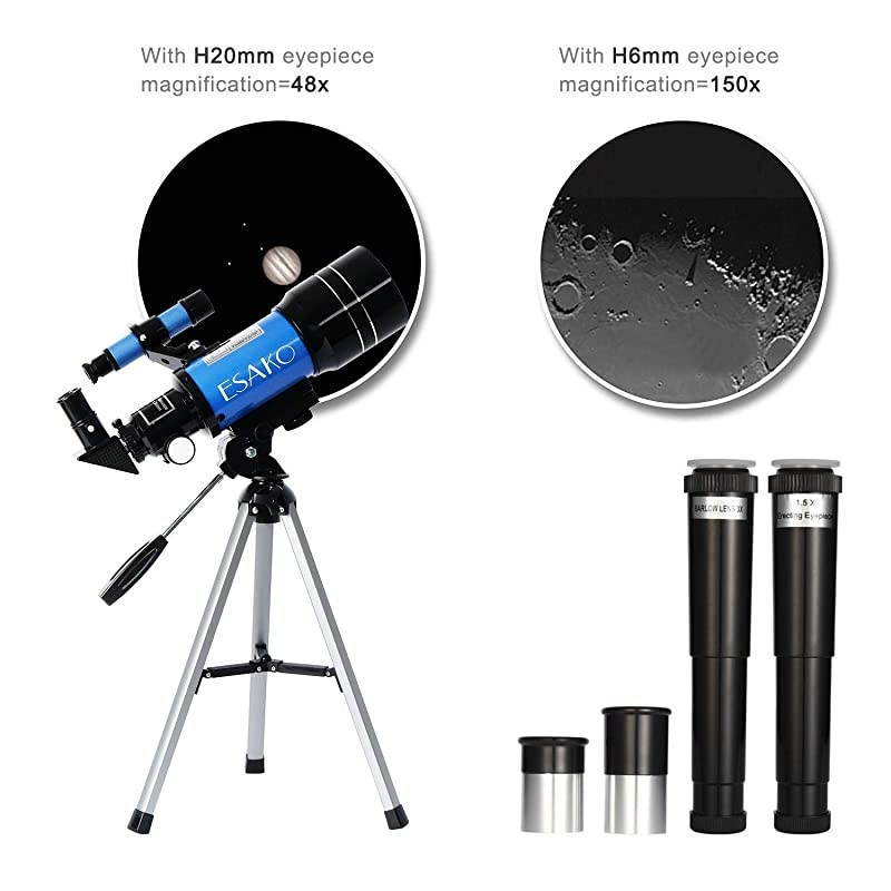 Telescope for Kids Beginners 70mm Portable Astronomical Telescopes with Phone Mount Remote Control