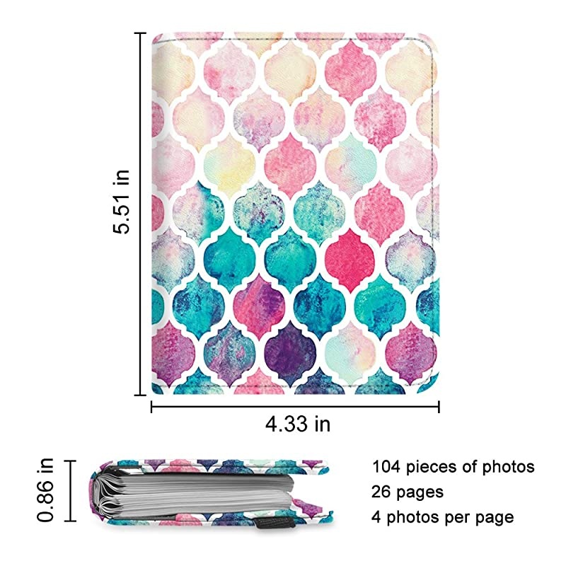 Mini Photo Album for 3Inch Film 104 Pockets Album for Fujifilm Instax Mini 11Mini 9Mini Link PrinterMini LiPlay Canon Ivy CLIQ Polaroid Kodak Instant Print Camera Moroccan Love