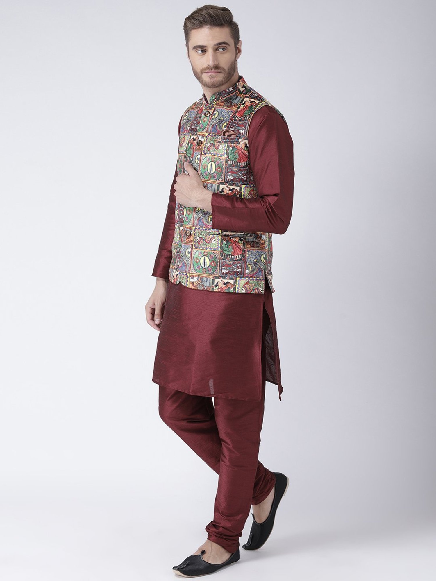 Hangup Plus Multicolor Regular Fit Printed Nehru Jacket