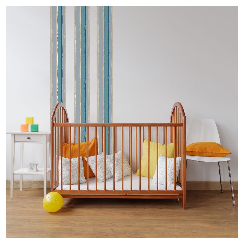 Tempaper Kids' Painted Stripe Self-Adhesive Removable Borders Wallpaper Striped Blue/Gray
