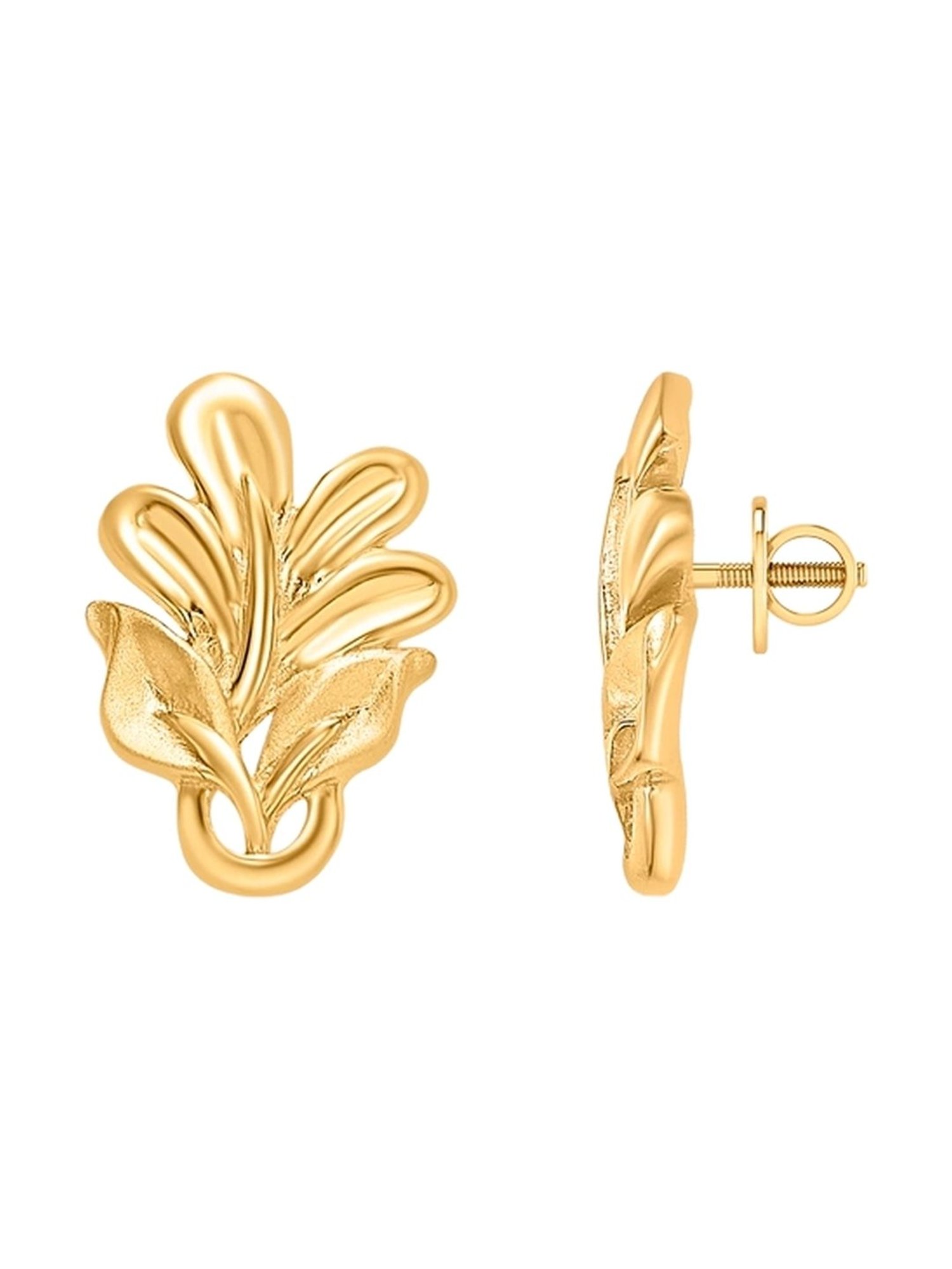 P.N.Gadgil Jewellers 22 Karat (916) BSI Hallmarked Yellow Gold Vine Vista StudEarring For Woman