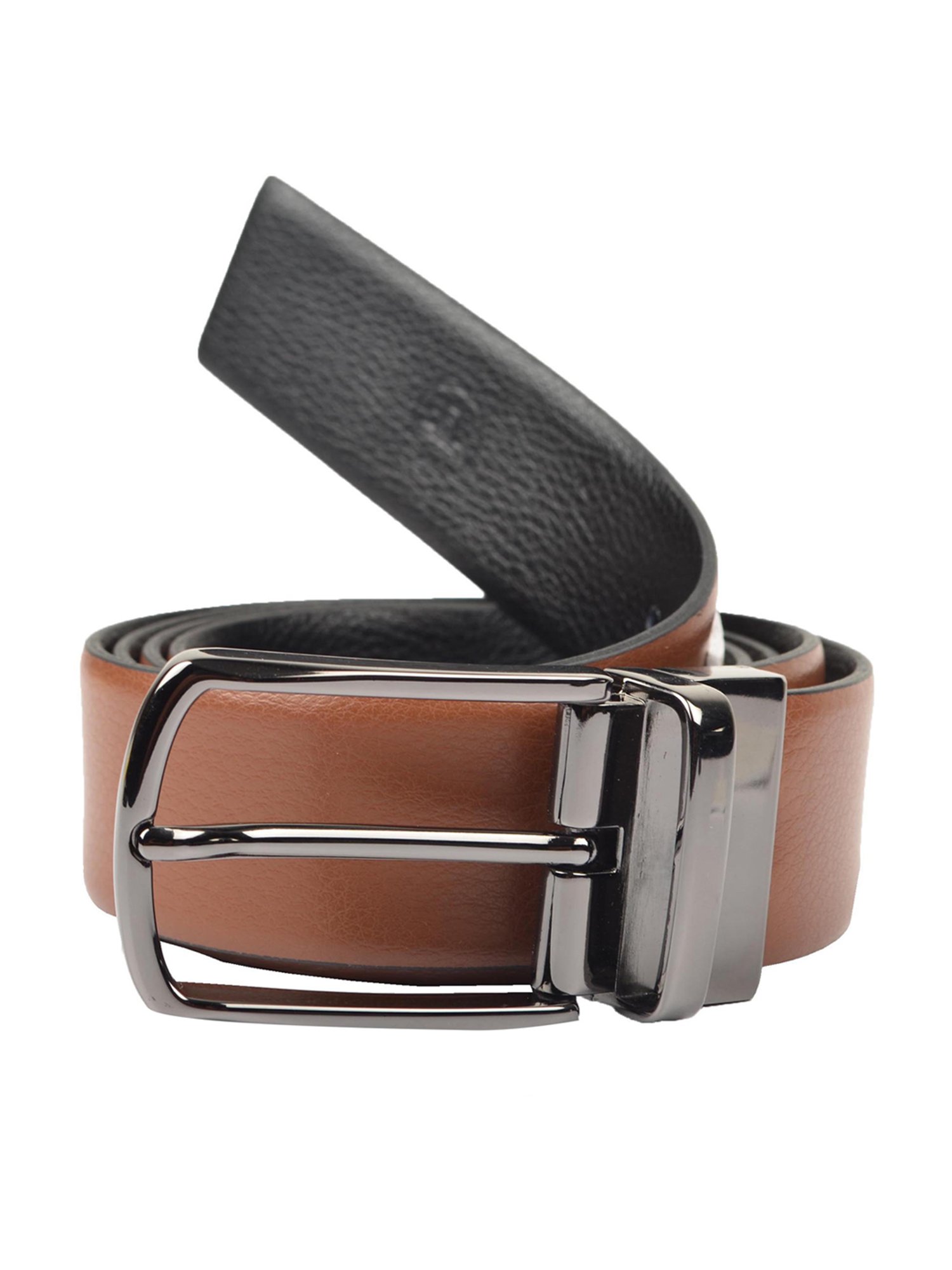 BULCHEE Tan & Black Leather Reversible Formal Belt for Men