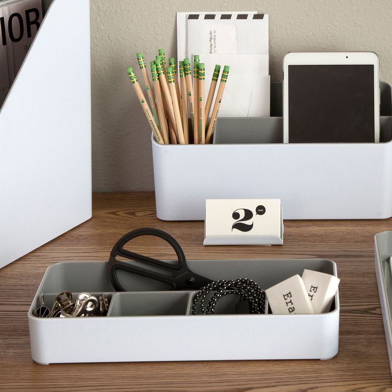 Fusion Desk Tray, White and Gray (37526) 