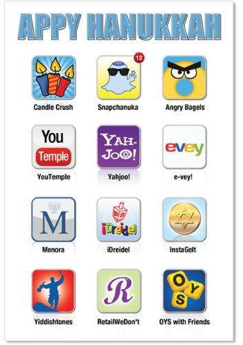 B9781 Box Set of 12 Appy Hanukkah Irreverent Humorous Hanukkah Paper Cards with Envelopes